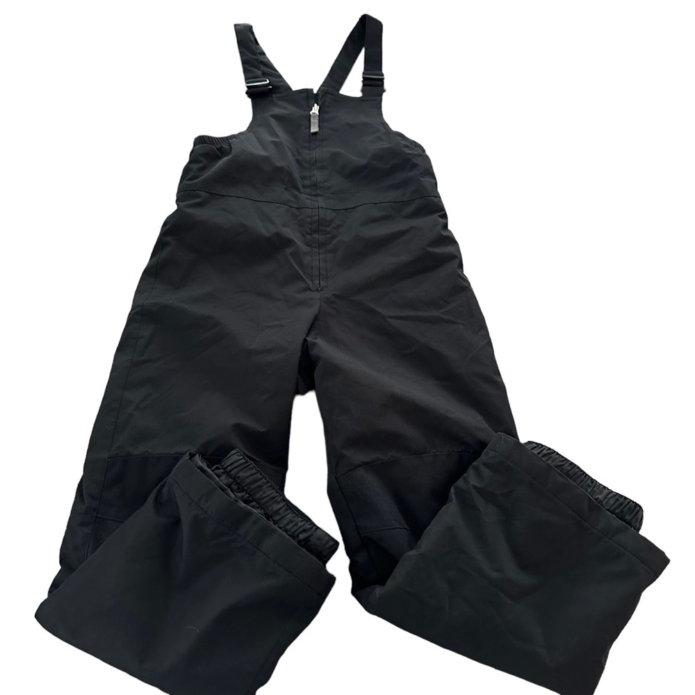 Lands End Kids Size 8 Unisex Black Full Snow Bibs Ski Pants One Piece Winter